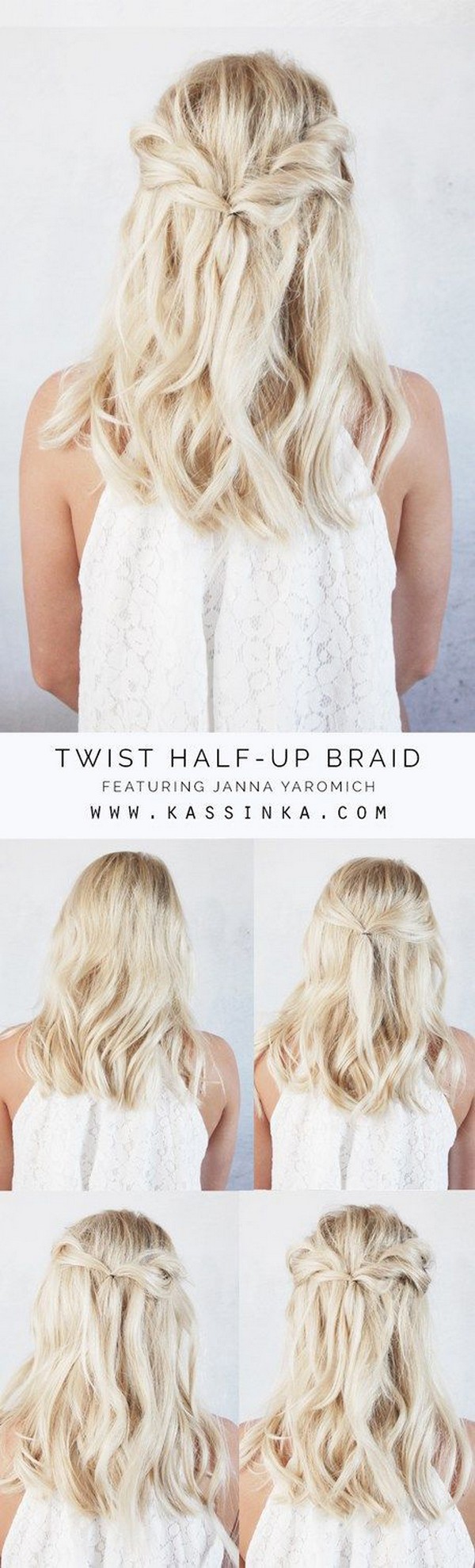 twist half up half down wedding hairstyles for medium length hair