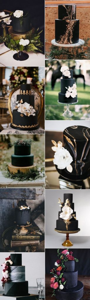 Matte Black Wedding Cakes For 2018 Trends 307x1024 
