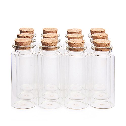 Danmu 30ml 1.18' x 2.75' Mini Glass Bottles, Jars with Wood Cork Stoppers, Tiny Glass Jars, Wishing...