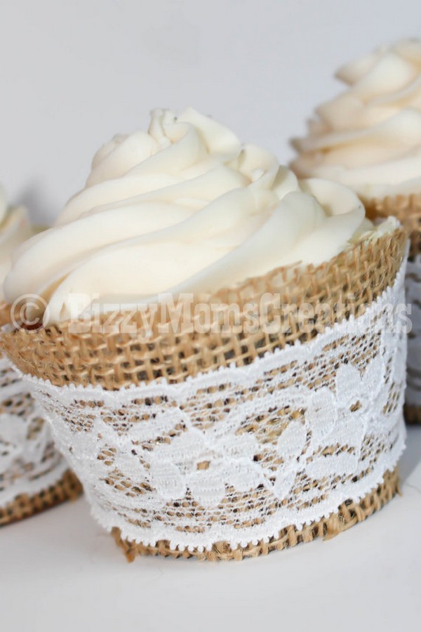 lace and burlap wedding cupcake ideas