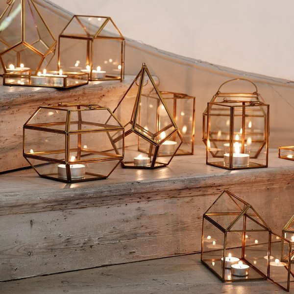 light geometric decorations for modern industrial wedding ideas