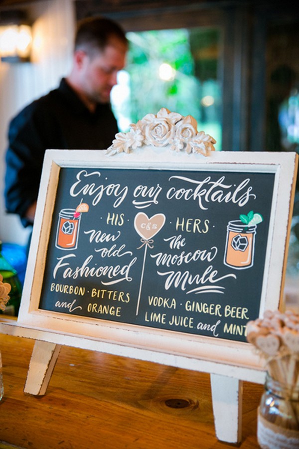 pretty cocktail sign for wedding reception