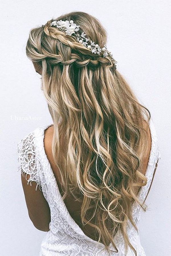 wedding hairstyles half up half down with headpieces
