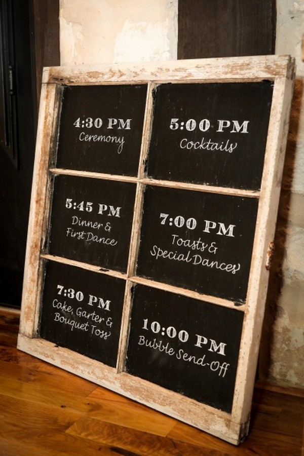 chalkboard sign ideas with the wedding schedule