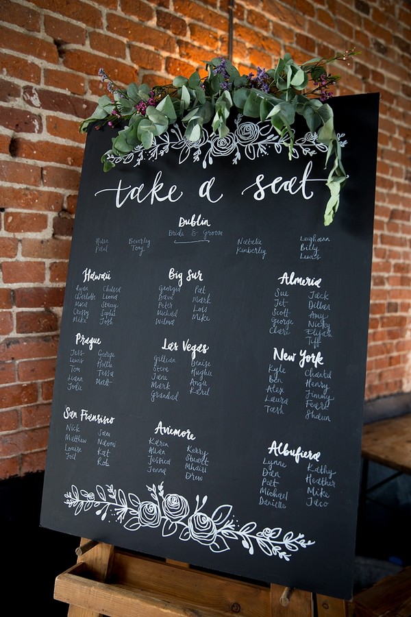 chalkboard wedding seating plan sign ideas
