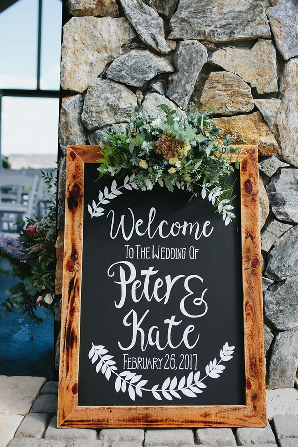 chic rustic chalkboard art wedding welcome sign