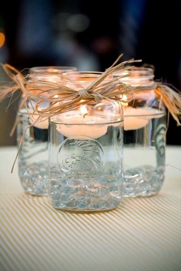 diy mason jars wedding centerpieces with floating candles