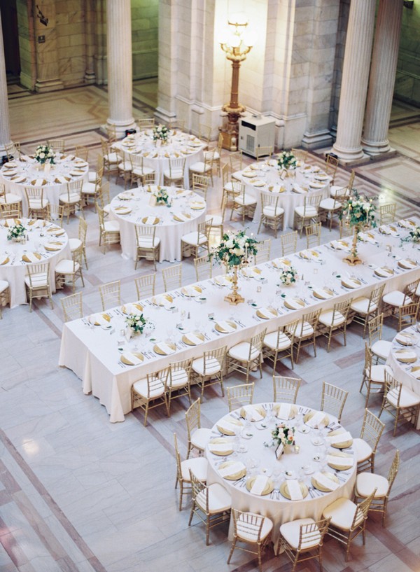 elegant round and rectangle wedding reception table layout ideas