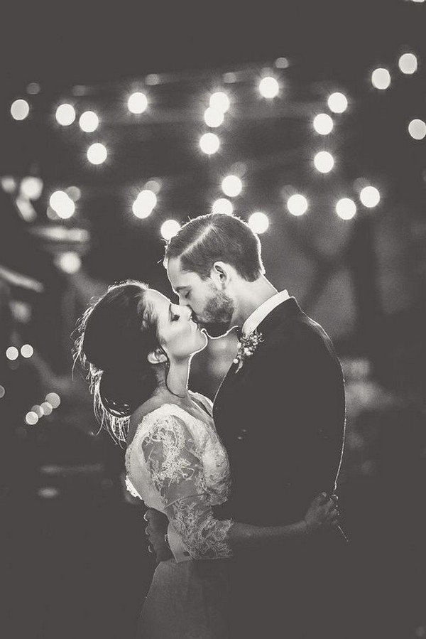 romantic bride and groom kiss wedding photo ideas
