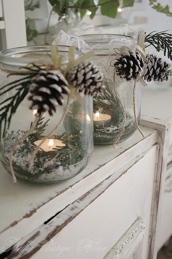 winter wedding centerpiece ideas with mason jars