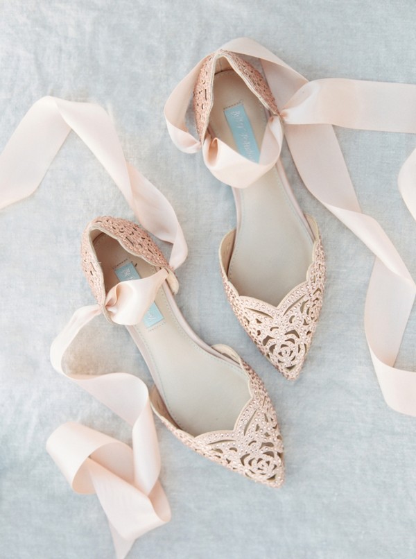 Blush pointed toe flats wedding shoes