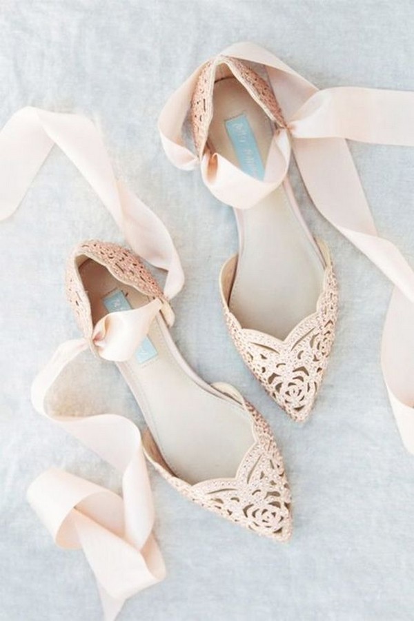 blush beaded flat wedding shoes for 2018