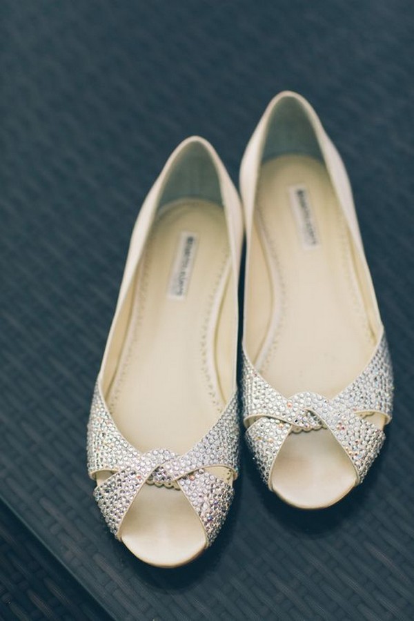 chic beaded flat wedding shoes
