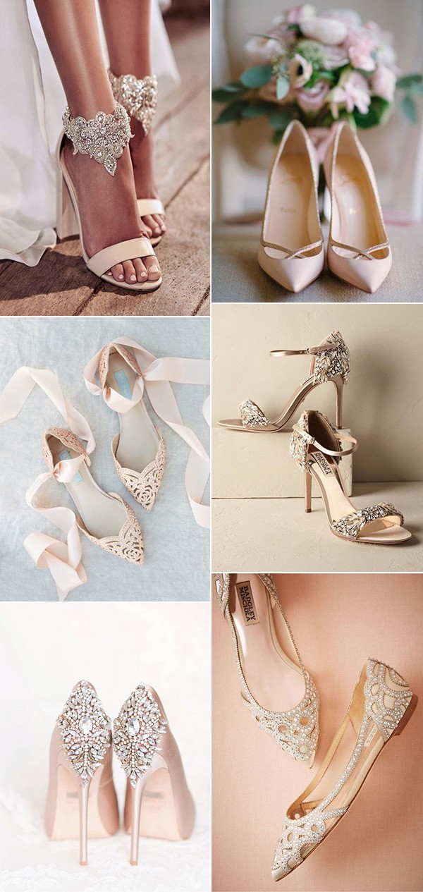 elegant neutral wedding shoes