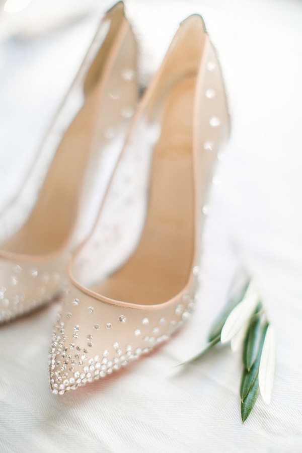 neutral illusion pointed wedding shoes