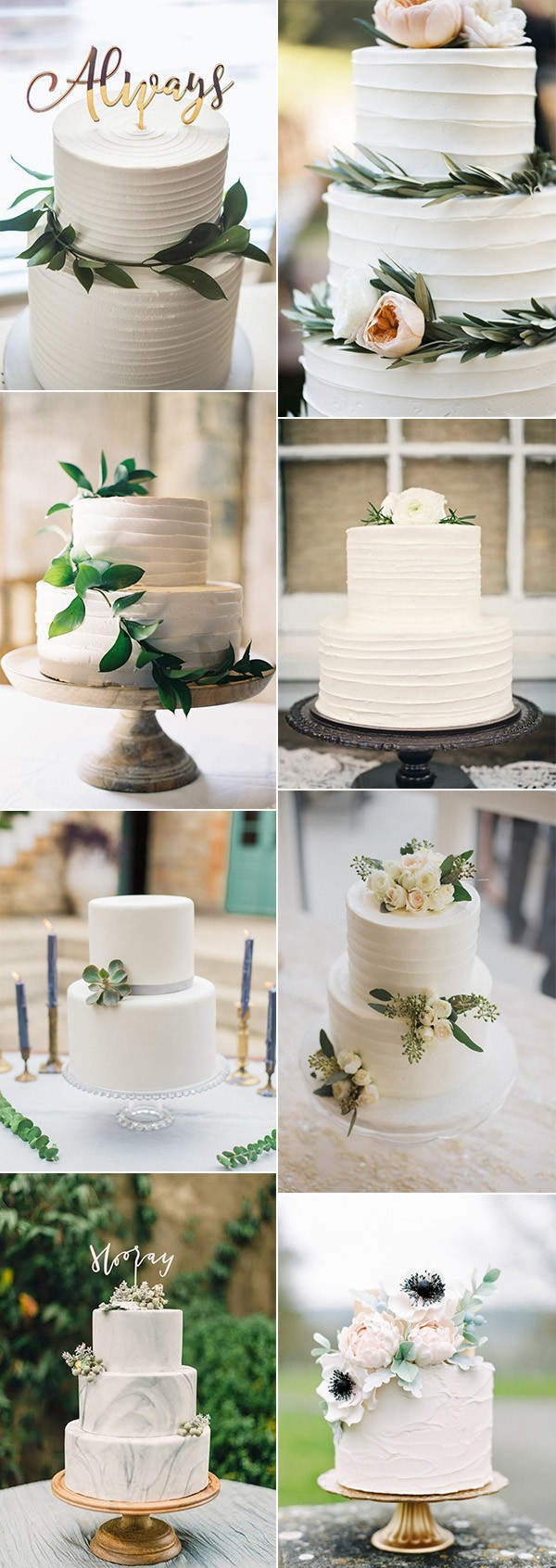simple elegant greenery wedding cakes
