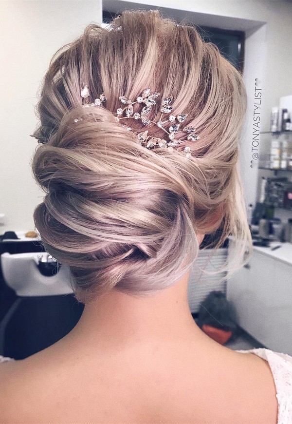 updo wedding hairstyle with headpieces
