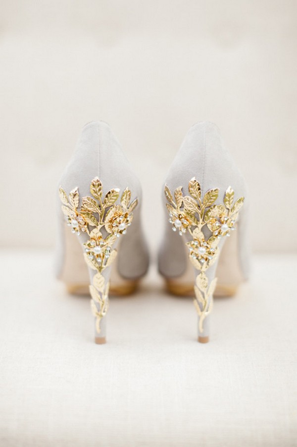 grey and gold wedding shoes