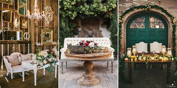 18 Vintage Wedding Sweetheart Table Decoration Ideas
