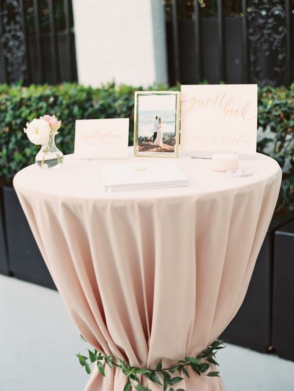 blush wedding guest book table decoration ideas