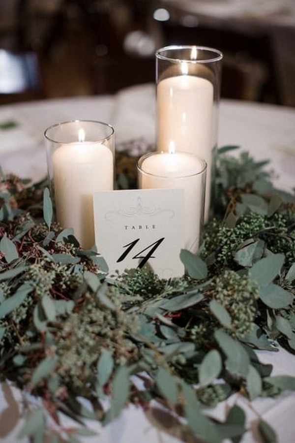 greenery wedding centerpieces with candles
