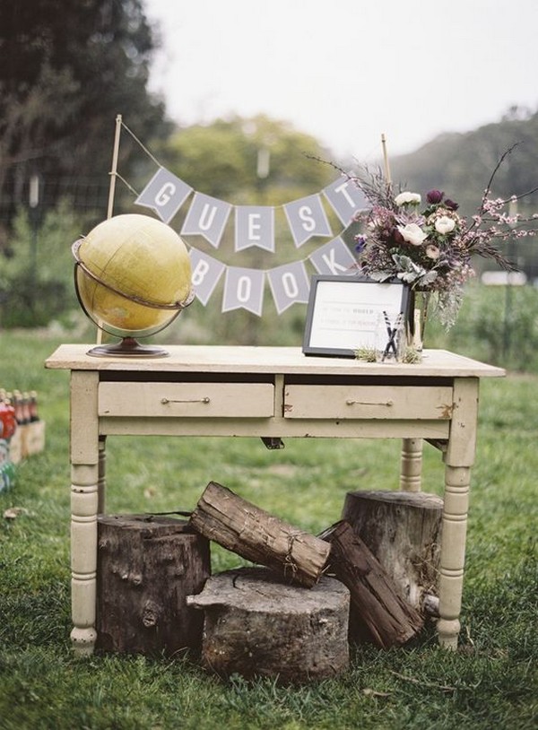 outdoor wedding guest book table decoration ideas