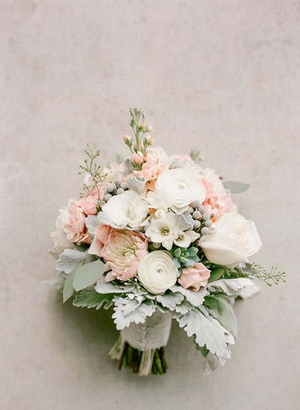 pastel hued wedding bouquet for 2018 trends