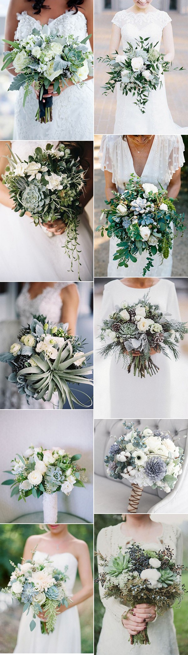 trending greenery wedding bouquets with succulents for 2018