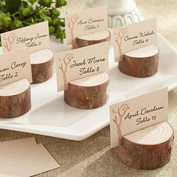 wedding table number ideas with tree stumps