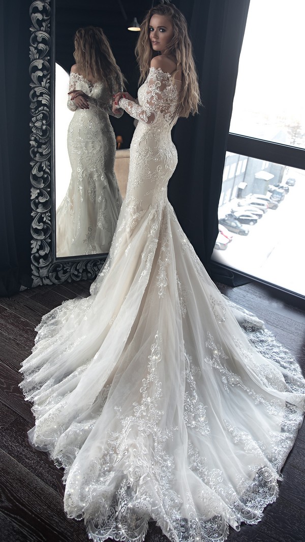 Olivia Bottega mermaid lace wedding dress with long sleeves