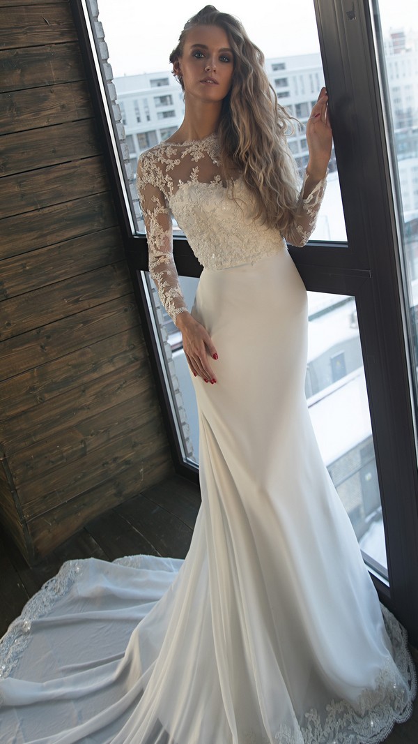 Olivia Bottega wedding dress with long lace sleeves