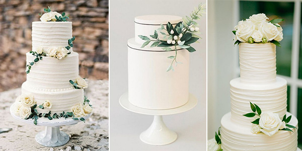 white and green wedding cakes