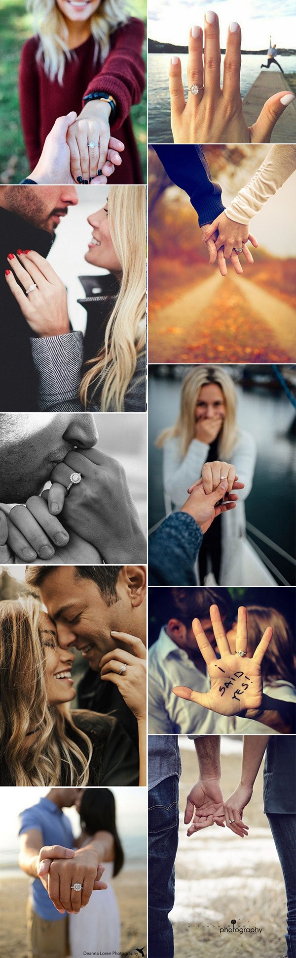 sweet engagement photo pose ideas with ring shots