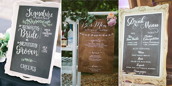 wedding drink station signs