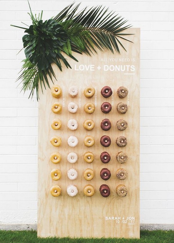 outdoor chic wedding donuts wall ideas
