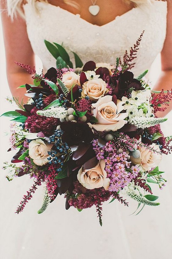shades of purple fall wedding bouquets