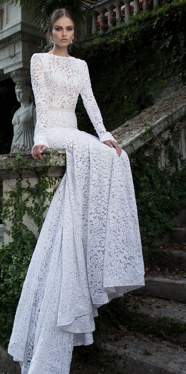 Berta lace wedding dress with long sleeves