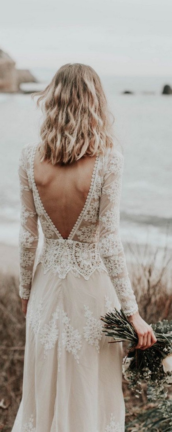 amzing wedding dress with long lace sleeves