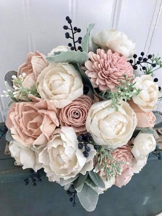 Blush Dusty Rose And Navy Wedding Bouquet 560x747 