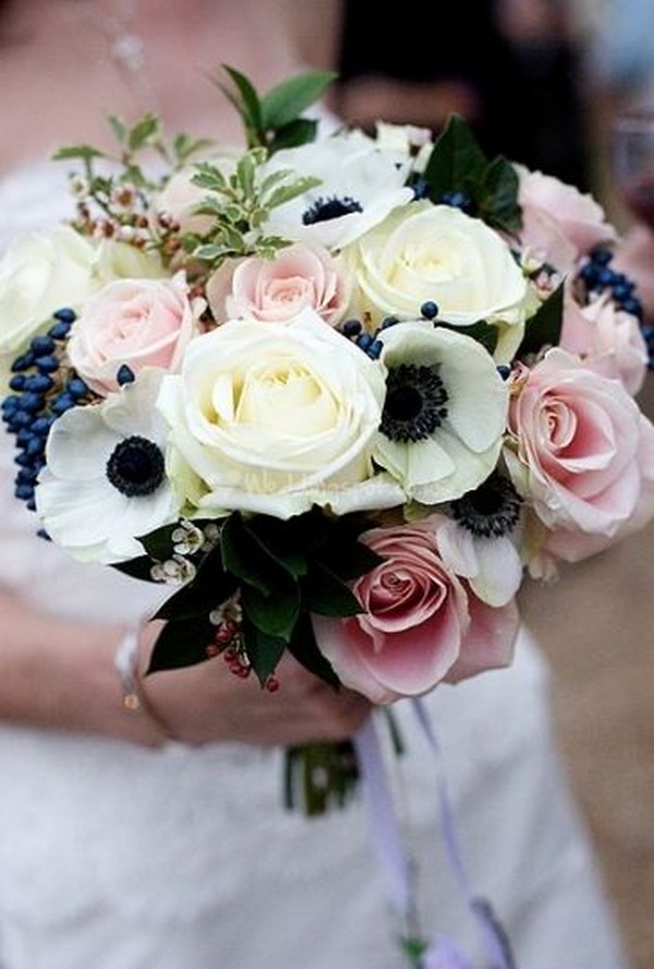 blush pink and navy wedding bouquet