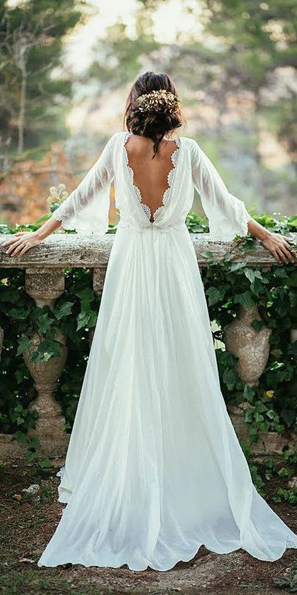 boho chic wedding dress with long sleeves