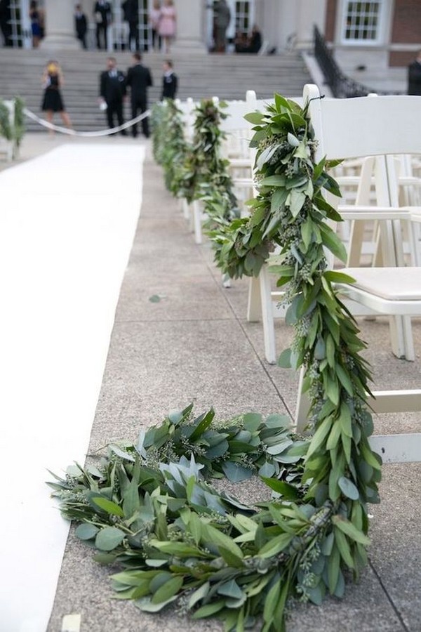 greenery herb wedding aisle decoration ideas