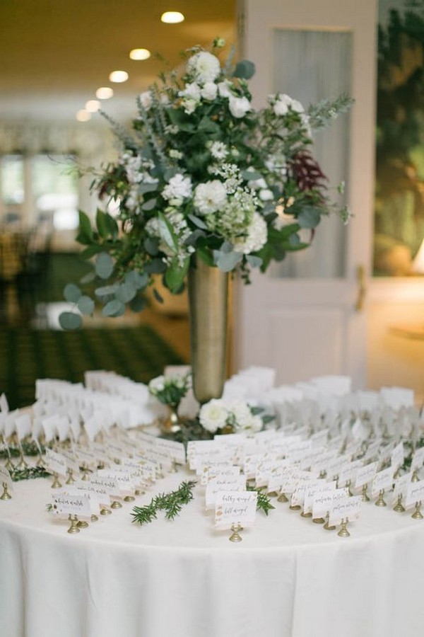 greenery wedding place card table decoration ideas