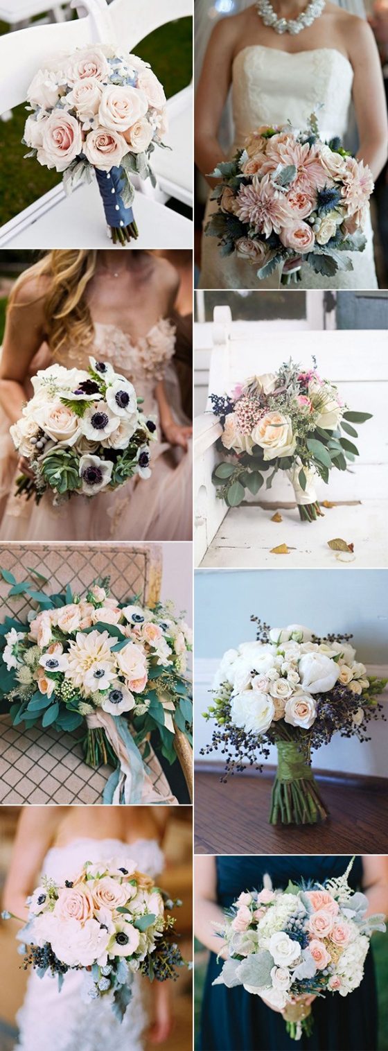 15 Adorable Navy Blue and Blush Pink Wedding Bouquets