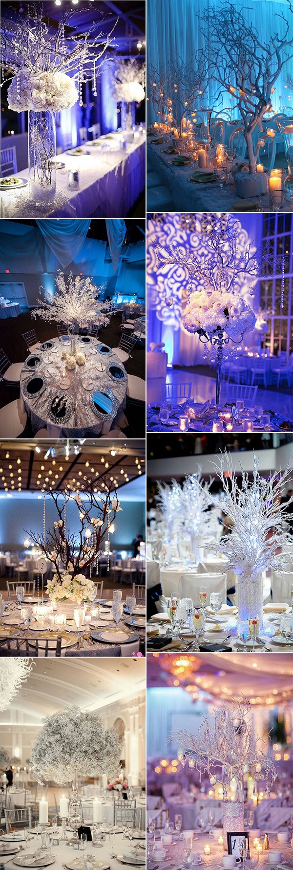 whimsical winter wonderland wedding centerpieces