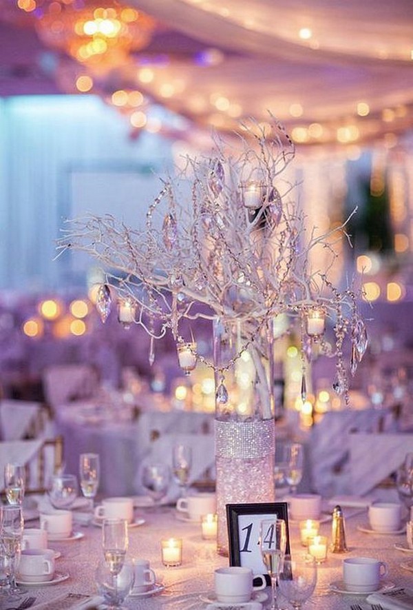winter wedding centerpiece with candles