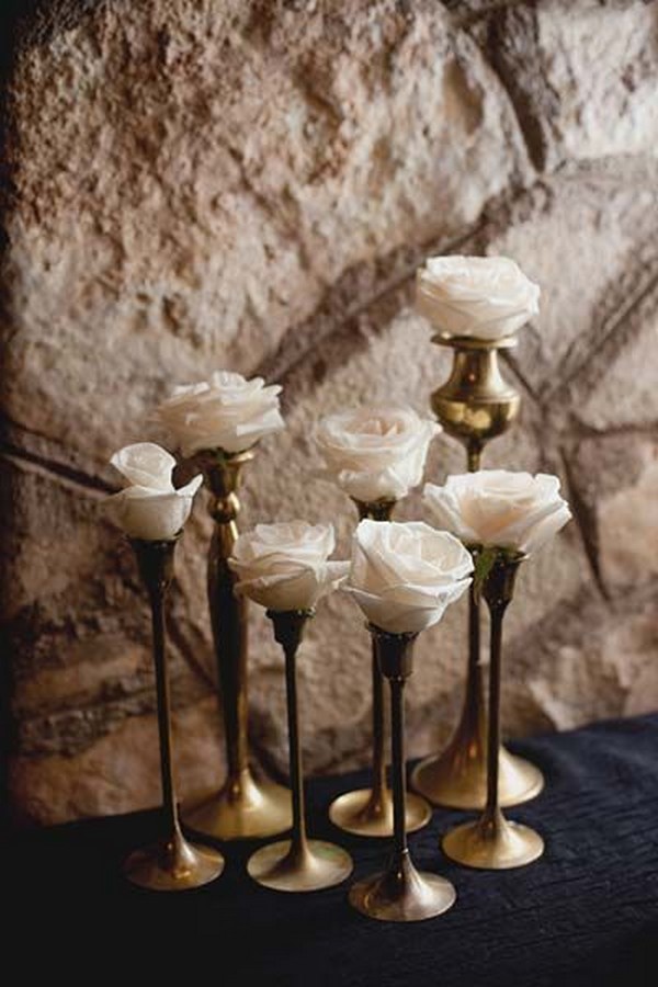candlesticks and roses vintage wedding centerpiece ideas