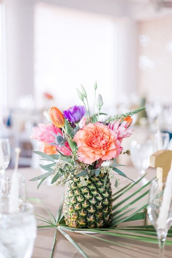pineapple floral centerpiece for a tropical wedding