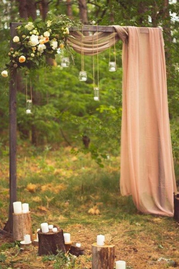boho chic outdoor fall wedding arch ideas