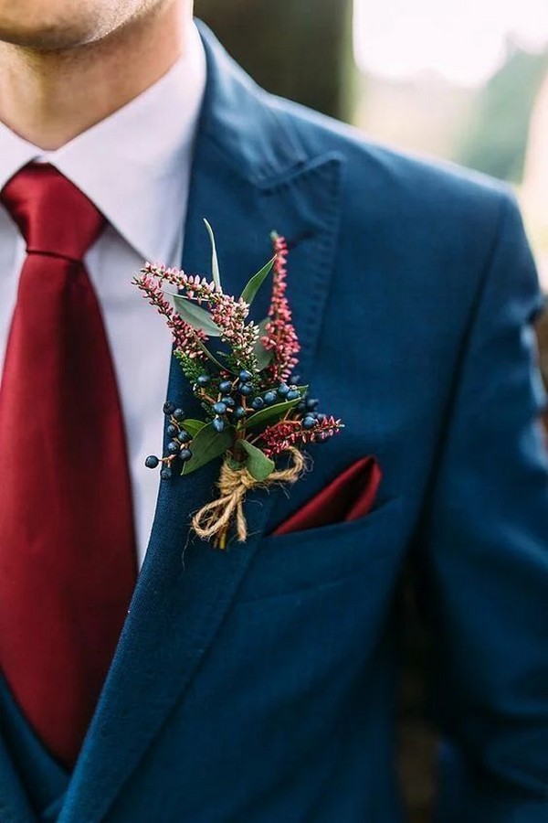 navy and burgundy groom suit ideas